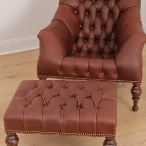 Leather Irving Chair w/ Ottoman