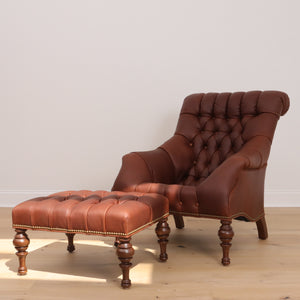 Leather Irving Chair w/ Ottoman