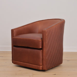 Leather Radcliffe Swivel Chair w/ Chevron Quilting