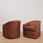 Leather Radcliffe Swivel Chair w/ Chevron Quilting