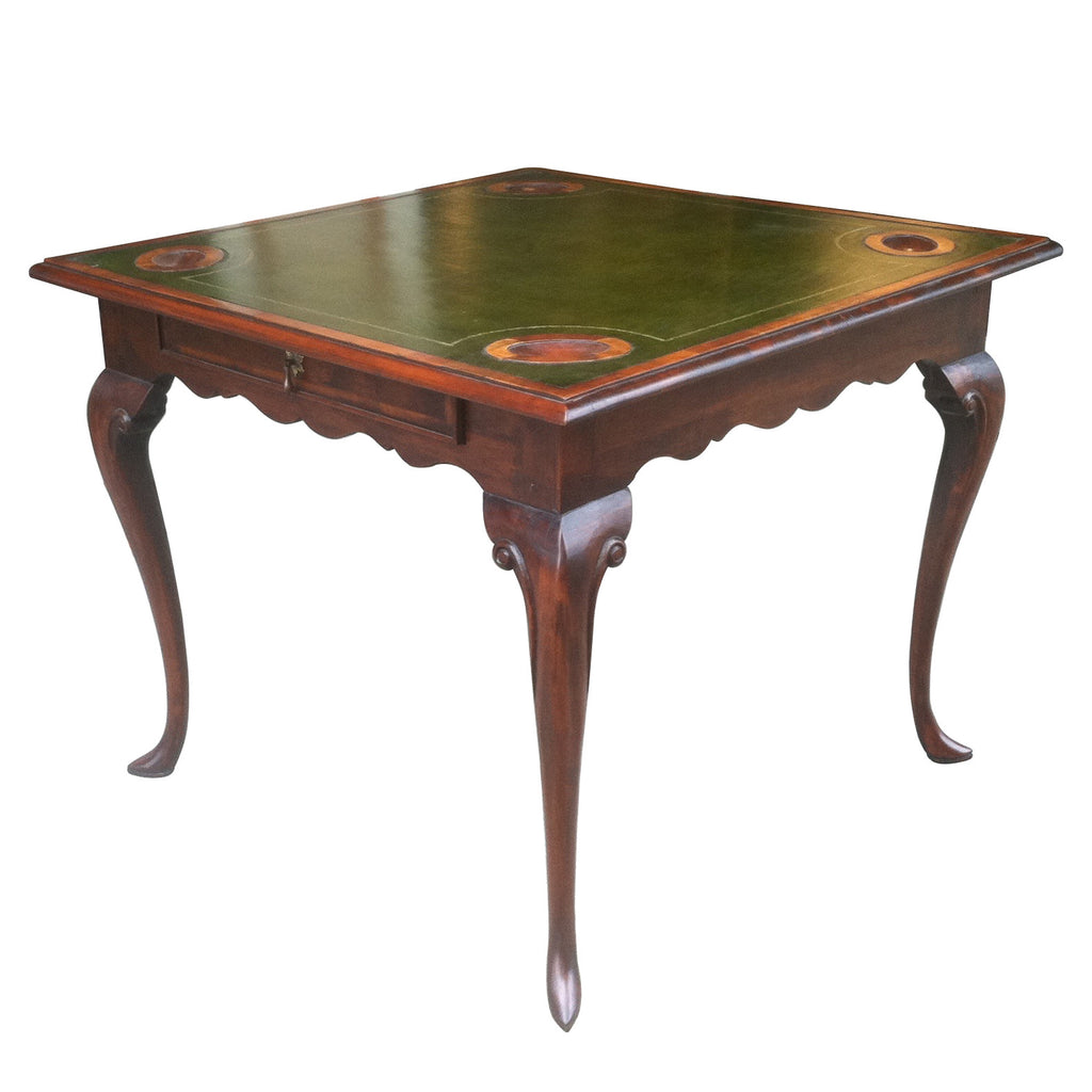 Game Table with Green Leather Top – English Traditions