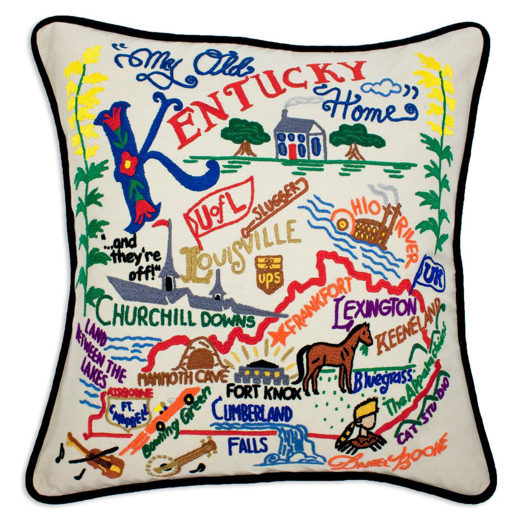 Kentucky Hand-Embroidered Pillow