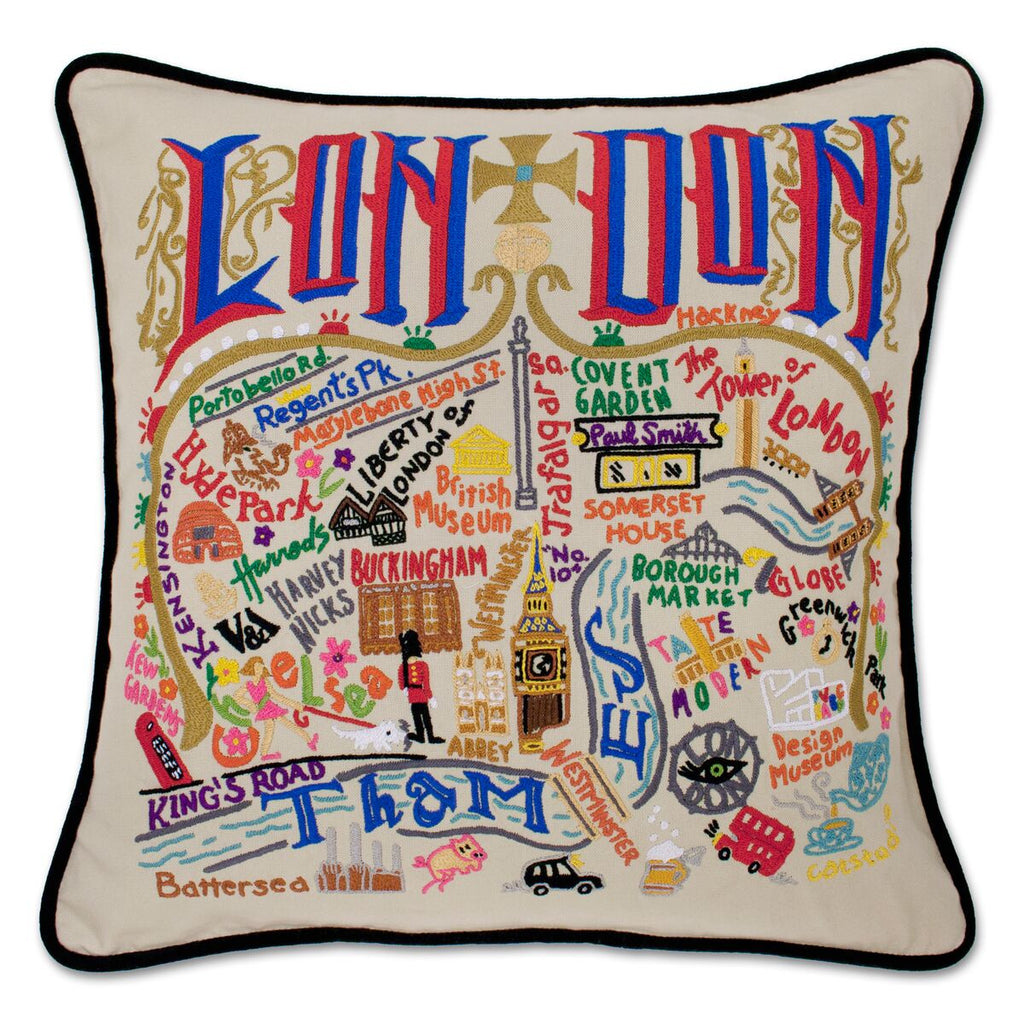 London Hand-Embroidered Pillow