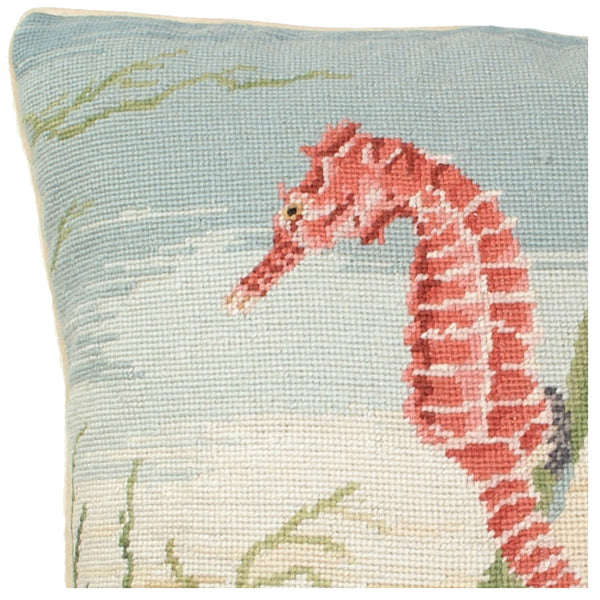 Grande Seahorse Embroidered Pillow