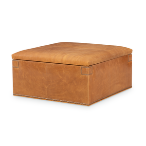 Denning Storage Ottoman in Madrid Spice Leather